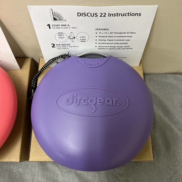 DiscGear 22 Slot Hard Plastic CD DVD Disc Storage Cases - Lot of 3 Pnk,Prpl,Lime - Picture 4 of 13